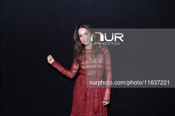 Ana Claudia Talancon poses for photos during the 'El Sotano' press conference at Teatro Fernando Soler in Mexico City, Mexico, on October 4,...