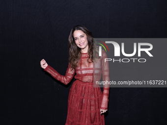 Ana Claudia Talancon poses for photos during the 'El Sotano' press conference at Teatro Fernando Soler in Mexico City, Mexico, on October 4,...