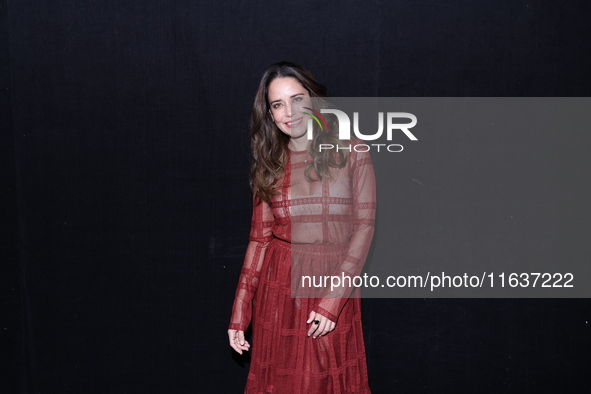 Ana Claudia Talancon poses for photos during the 'El Sotano' press conference at Teatro Fernando Soler in Mexico City, Mexico, on October 4,...