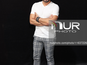 Omar Suarez poses for photos during the 'El Sotano' press conference at Teatro Fernando Soler in Mexico City, Mexico, on October 4, 2024. (