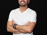 Omar Suarez poses for photos during the 'El Sotano' press conference at Teatro Fernando Soler in Mexico City, Mexico, on October 4, 2024. (