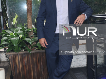 Victor Gonzalez Herrera poses for photos during the 'Podcast Linea Morada' press conference at Terraza Bichicori in Mexico City, Mexico, on...