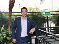 Victor Gonzalez Herrera poses for photos during the 'Podcast Linea Morada' press conference at Terraza Bichicori in Mexico City, Mexico, on...