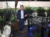 Victor Gonzalez Herrera poses for photos during the 'Podcast Linea Morada' press conference at Terraza Bichicori in Mexico City, Mexico, on...