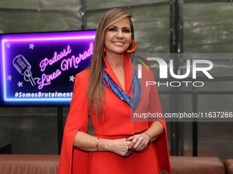 Luz Blanchet poses for photos during the 'Podcast Linea Morada' press conference at Terraza Bichicori in Mexico City, Mexico, on October 4,...