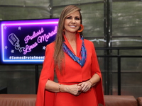 Luz Blanchet poses for photos during the 'Podcast Linea Morada' press conference at Terraza Bichicori in Mexico City, Mexico, on October 4,...