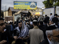 Orthodox Jewish pilgrims pray near the tomb of Rabbi Nachman while celebrating Rosh Hashanah, the Jewish New Year, as Russia continues the w...