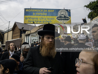 Orthodox Jewish pilgrims pray near the tomb of Rabbi Nachman while celebrating Rosh Hashanah, the Jewish New Year, as Russia continues the w...