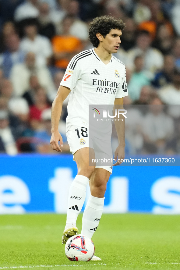 Jesus Vallejo centre-back of Real Madrid and Spainduring the La Liga match between Real Madrid CF and Deportivo Alavés at Estadio Santiago B...