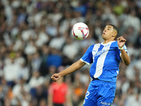 Santiago Mouriño centre-back of Alaves and Uruguay controls the ball during the La Liga match between Real Madrid CF and Deportivo Alavés at...