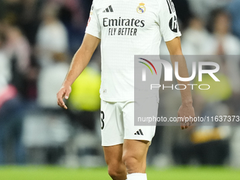 Jesus Vallejo centre-back of Real Madrid and Spainduring the La Liga match between Real Madrid CF and Deportivo Alavés at Estadio Santiago B...