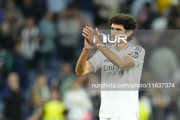 Jesus Vallejo centre-back of Real Madrid and Spainduring the La Liga match between Real Madrid CF and Deportivo Alavés at Estadio Santiago B...