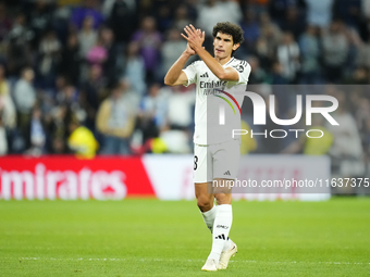 Jesus Vallejo centre-back of Real Madrid and Spainduring the La Liga match between Real Madrid CF and Deportivo Alavés at Estadio Santiago B...