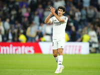 Jesus Vallejo centre-back of Real Madrid and Spainduring the La Liga match between Real Madrid CF and Deportivo Alavés at Estadio Santiago B...