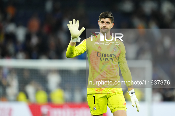 Thibaut Courtois goalkeeper of Real Madrid and Belgium during the La Liga match between Real Madrid CF and Deportivo Alavés at Estadio Santi...