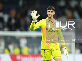 Thibaut Courtois goalkeeper of Real Madrid and Belgium during the La Liga match between Real Madrid CF and Deportivo Alavés at Estadio Santi...