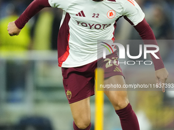 Mario Hermoso centre-back of Roma and Spain during the warm-up before the UEFA Europa League 2024/25 League Phase MD1 match between AS Roma...