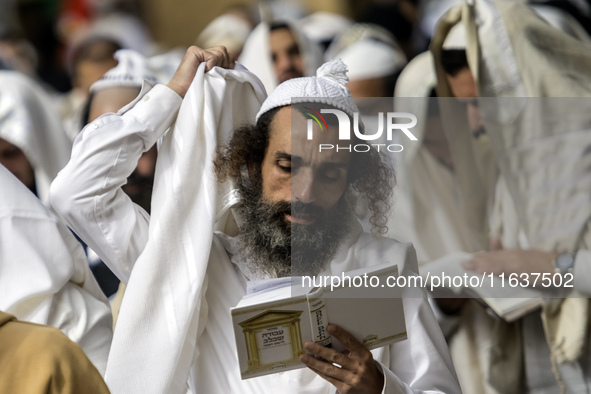 Orthodox Jewish pilgrims pray near the tomb of Rabbi Nachman while celebrating Rosh Hashanah, the Jewish New Year, amid the ongoing war in U...