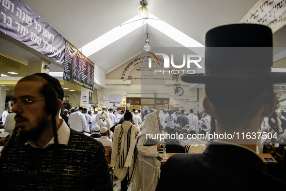 Orthodox Jewish pilgrims pray near the tomb of Rabbi Nachman while celebrating Rosh Hashanah, the Jewish New Year, amid the ongoing war in U...