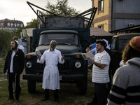 Ultra-Orthodox Jewish pilgrims pray near the tomb of Rabbi Nachman while celebrating Rosh Hashanah, the Jewish New Year, amid the ongoing wa...