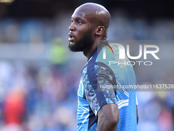 Romelu Lukaku of SSC Napoli warms up before the Serie A match between SSC Napoli and Como at Stadio Diego Armando Maradona Naples Italy on 4...