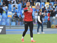 Elia Caprile of SSC Napoli warms up before the Serie A match between SSC Napoli and Como at Stadio Diego Armando Maradona Naples Italy on 4...