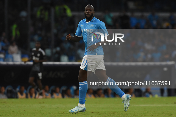 Romelu Lukaku of SSC Napoli during the Serie A match between SSC Napoli and Como at Stadio Diego Armando Maradona Naples Italy on 4 October...