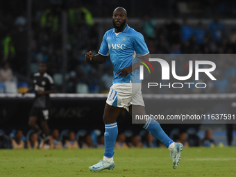 Romelu Lukaku of SSC Napoli during the Serie A match between SSC Napoli and Como at Stadio Diego Armando Maradona Naples Italy on 4 October...