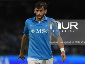 Khvicha Kvaratskhelia of SSC Napoli during the Serie A match between SSC Napoli and Como at Stadio Diego Armando Maradona Naples Italy on 4...