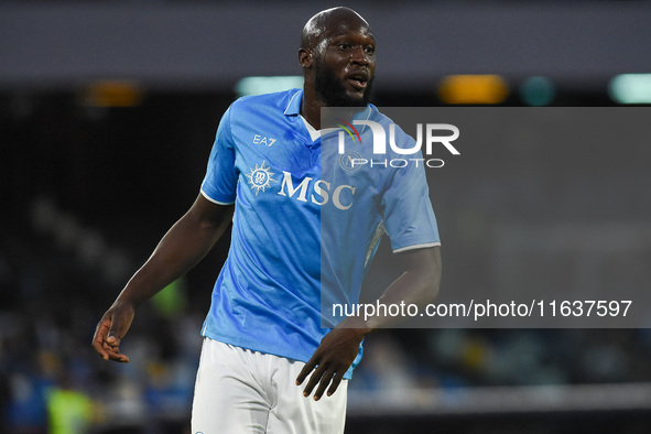 Romelu Lukaku of SSC Napoli during the Serie A match between SSC Napoli and Como at Stadio Diego Armando Maradona Naples Italy on 4 October...