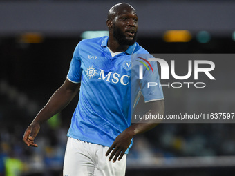 Romelu Lukaku of SSC Napoli during the Serie A match between SSC Napoli and Como at Stadio Diego Armando Maradona Naples Italy on 4 October...