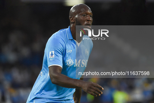 Romelu Lukaku of SSC Napoli during the Serie A match between SSC Napoli and Como at Stadio Diego Armando Maradona Naples Italy on 4 October...