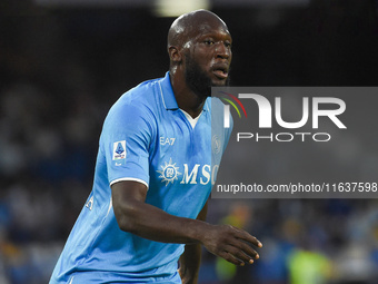 Romelu Lukaku of SSC Napoli during the Serie A match between SSC Napoli and Como at Stadio Diego Armando Maradona Naples Italy on 4 October...