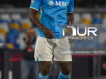 Romelu Lukaku of SSC Napoli during the Serie A match between SSC Napoli and Como at Stadio Diego Armando Maradona Naples Italy on 4 October...