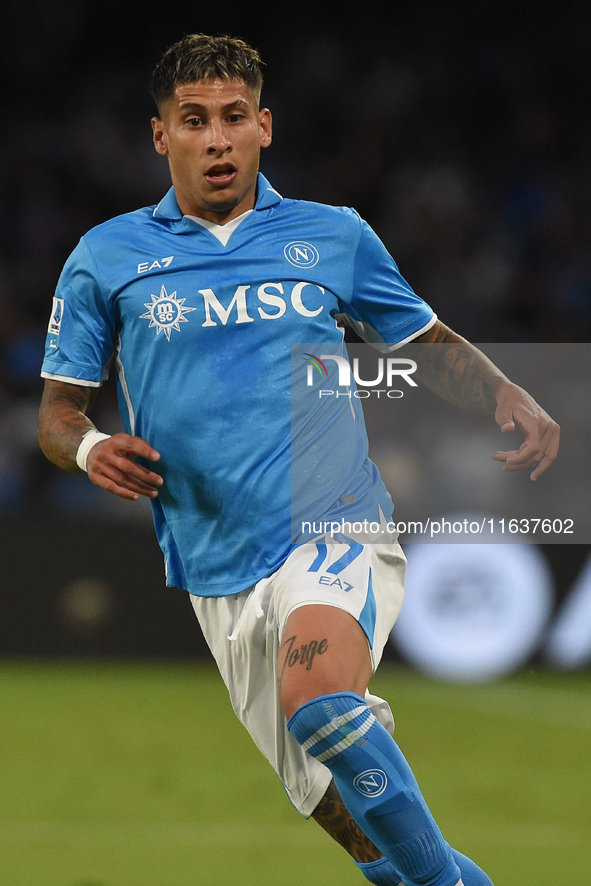 Mathias Olivera of SSC Napoli during the Serie A match between SSC Napoli and Como at Stadio Diego Armando Maradona Naples Italy on 4 Octobe...