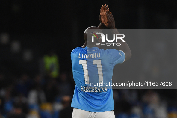 Romelu Lukaku of SSC Napoli during the Serie A match between SSC Napoli and Como at Stadio Diego Armando Maradona Naples Italy on 4 October...