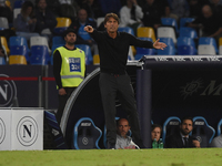 Antonio Conte Head Coach of SSC Napoli during the Serie A match between SSC Napoli and Como at Stadio Diego Armando Maradona Naples Italy on...