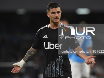 Gabriel Strefezza of Como during the Serie A match between SSC Napoli and Como at Stadio Diego Armando Maradona Naples Italy on 4 October 20...