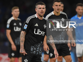 Alberto Moreno of Como during the Serie A match between SSC Napoli and Como at Stadio Diego Armando Maradona Naples Italy on 4 October 2024....