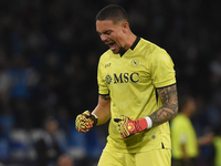 Elia Caprile of SSC Napoli celebrates after 2-1 during the Serie A match between SSC Napoli and Como at Stadio Diego Armando Maradona Naples...