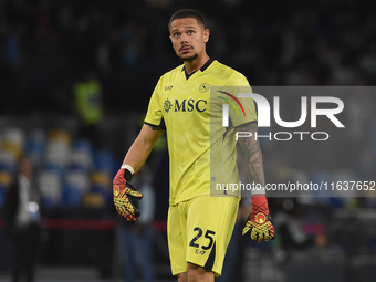 Elia Caprile of SSC Napoli during the Serie A match between SSC Napoli and Como at Stadio Diego Armando Maradona Naples Italy on 4 October 2...