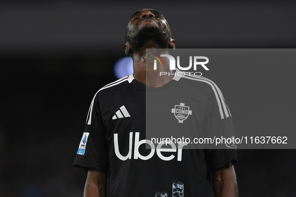 Alieu Fadera of Como looks dejected during the Serie A match between SSC Napoli and Como at Stadio Diego Armando Maradona Naples Italy on 4...