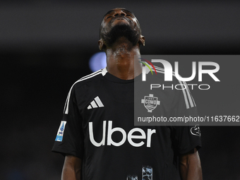 Alieu Fadera of Como looks dejected during the Serie A match between SSC Napoli and Como at Stadio Diego Armando Maradona Naples Italy on 4...