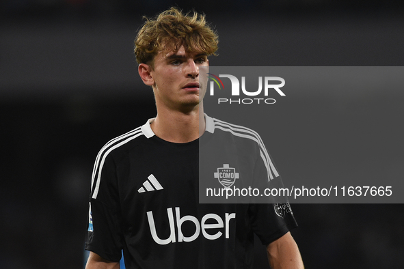 Nico Paz of Como during the Serie A match between SSC Napoli and Como at Stadio Diego Armando Maradona Naples Italy on 4 October 2024. 