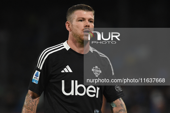 Alberto Moreno of Como during the Serie A match between SSC Napoli and Como at Stadio Diego Armando Maradona Naples Italy on 4 October 2024....