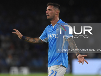 Matteo Politano of SSC Napoli during the Serie A match between SSC Napoli and Como at Stadio Diego Armando Maradona Naples Italy on 4 Octobe...