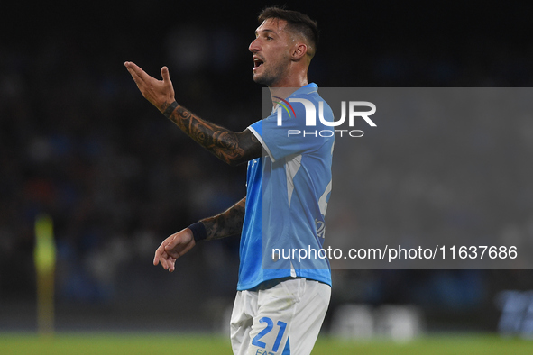 Matteo Politano of SSC Napoli during the Serie A match between SSC Napoli and Como at Stadio Diego Armando Maradona Naples Italy on 4 Octobe...