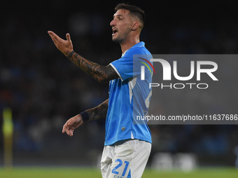 Matteo Politano of SSC Napoli during the Serie A match between SSC Napoli and Como at Stadio Diego Armando Maradona Naples Italy on 4 Octobe...