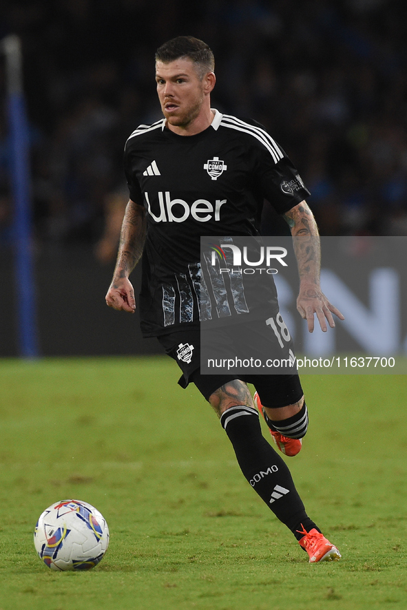 Alberto Moreno of Como during the Serie A match between SSC Napoli and Como at Stadio Diego Armando Maradona Naples Italy on 4 October 2024....