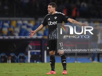 Andrea Belotti of Como during the Serie A match between SSC Napoli and Como at Stadio Diego Armando Maradona Naples Italy on 4 October 2024....